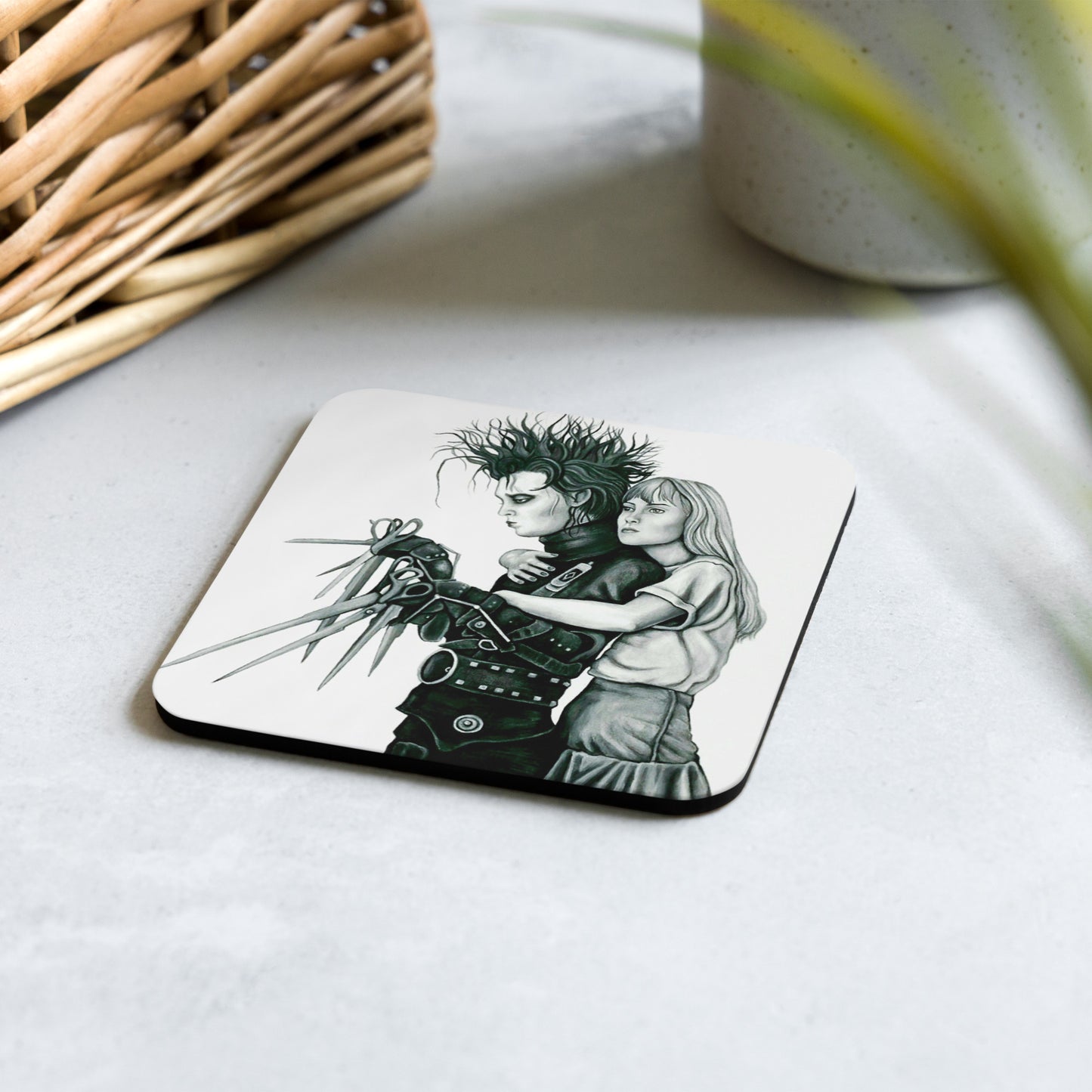 Edward Scissorhands - cork-back coaster