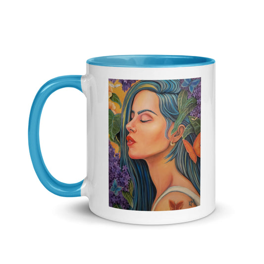 Butterfly Blue - White w/ Teal Mug