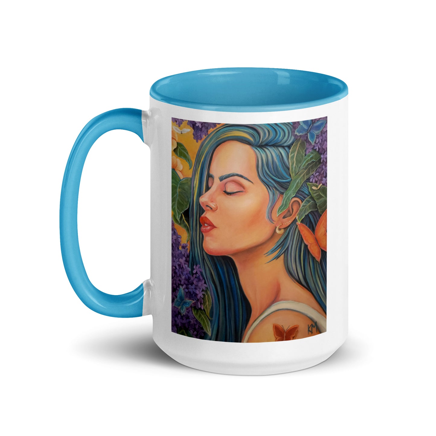 Butterfly Blue - White w/ Teal Mug